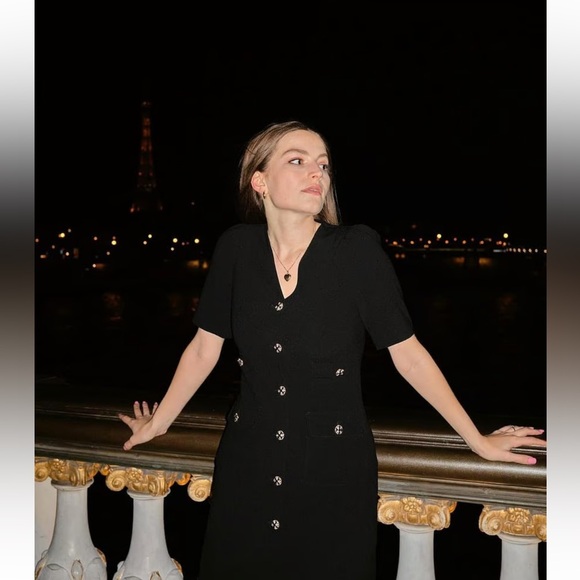 Goelia 1995 Black Triacetate Button Front Mini Dress - Picture 14 of 16